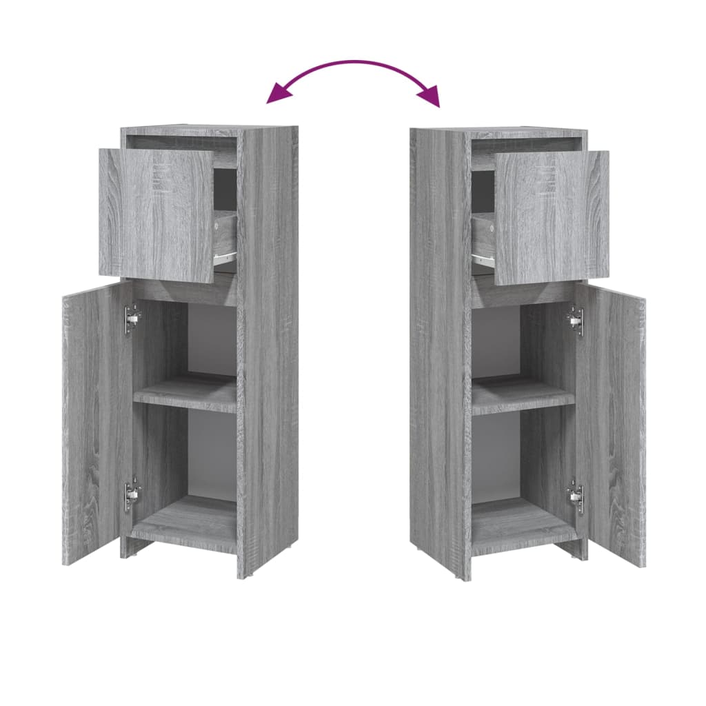 badeværelsesskab 30x30x95 cm konstrueret træ grå sonoma-eg