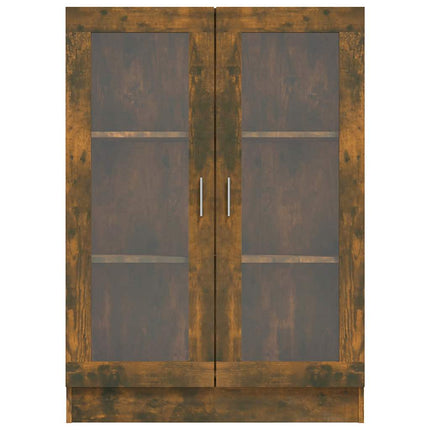 vitrineskab 82,5x30,5x115 cm konstrueret træ røget egetræ
