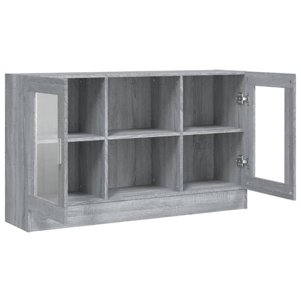 vitrineskab 120x30,5x70 cm konstrueret træ grå sonoma-eg