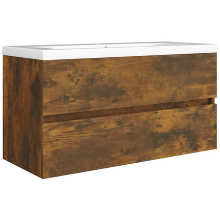 badeværelsesskab 90x38,5x45 cm konstrueret træ røget egetræ