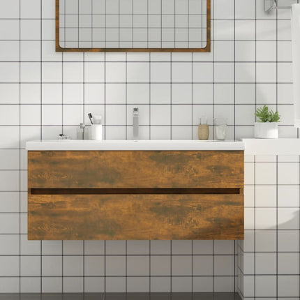 badeværelsesskab 100x38,5x45 cm konstrueret træ røget egetræ