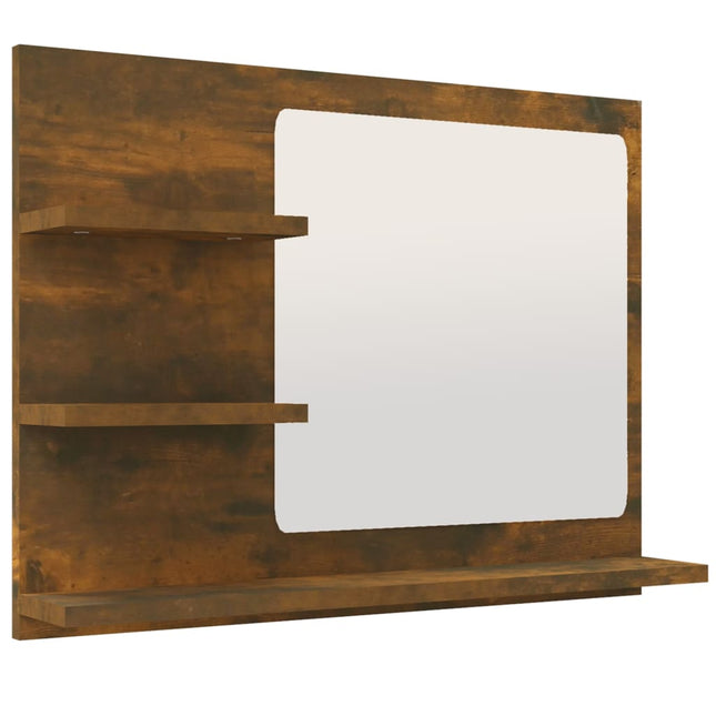 badeværelsesspejl 60x10,5x45 cm konstrueret træ røget egetræ