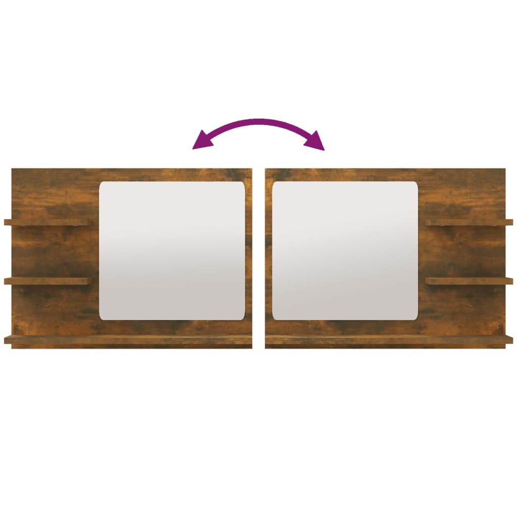 badeværelsesspejl 60x10,5x45 cm konstrueret træ røget egetræ