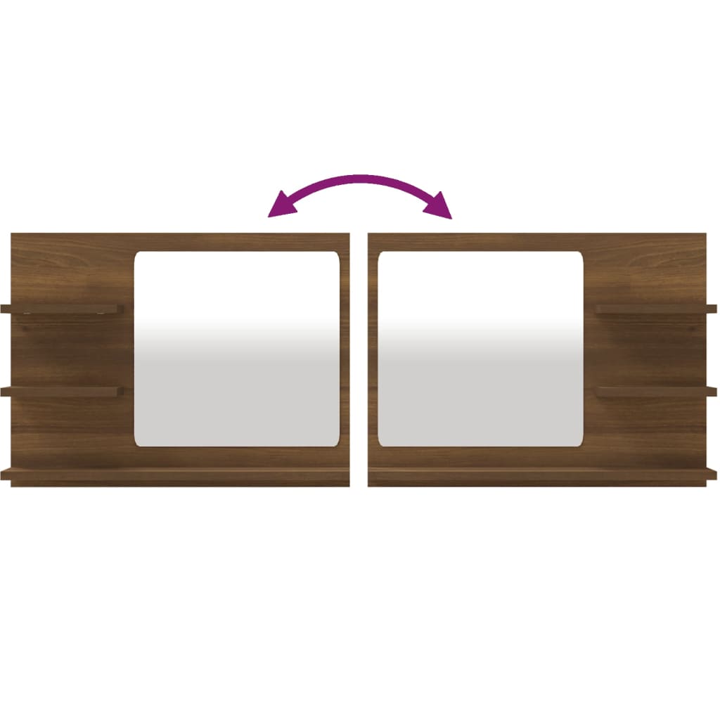 badeværelsesspejl 60x10,5x45 cm konstrueret træ brun egetræ