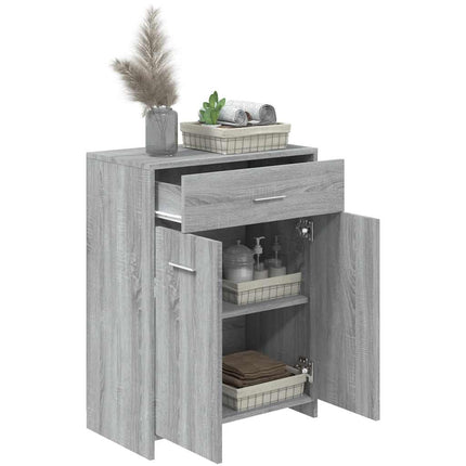 badeværelsesskab 60x33x80 cm konstrueret træ grå sonoma-eg