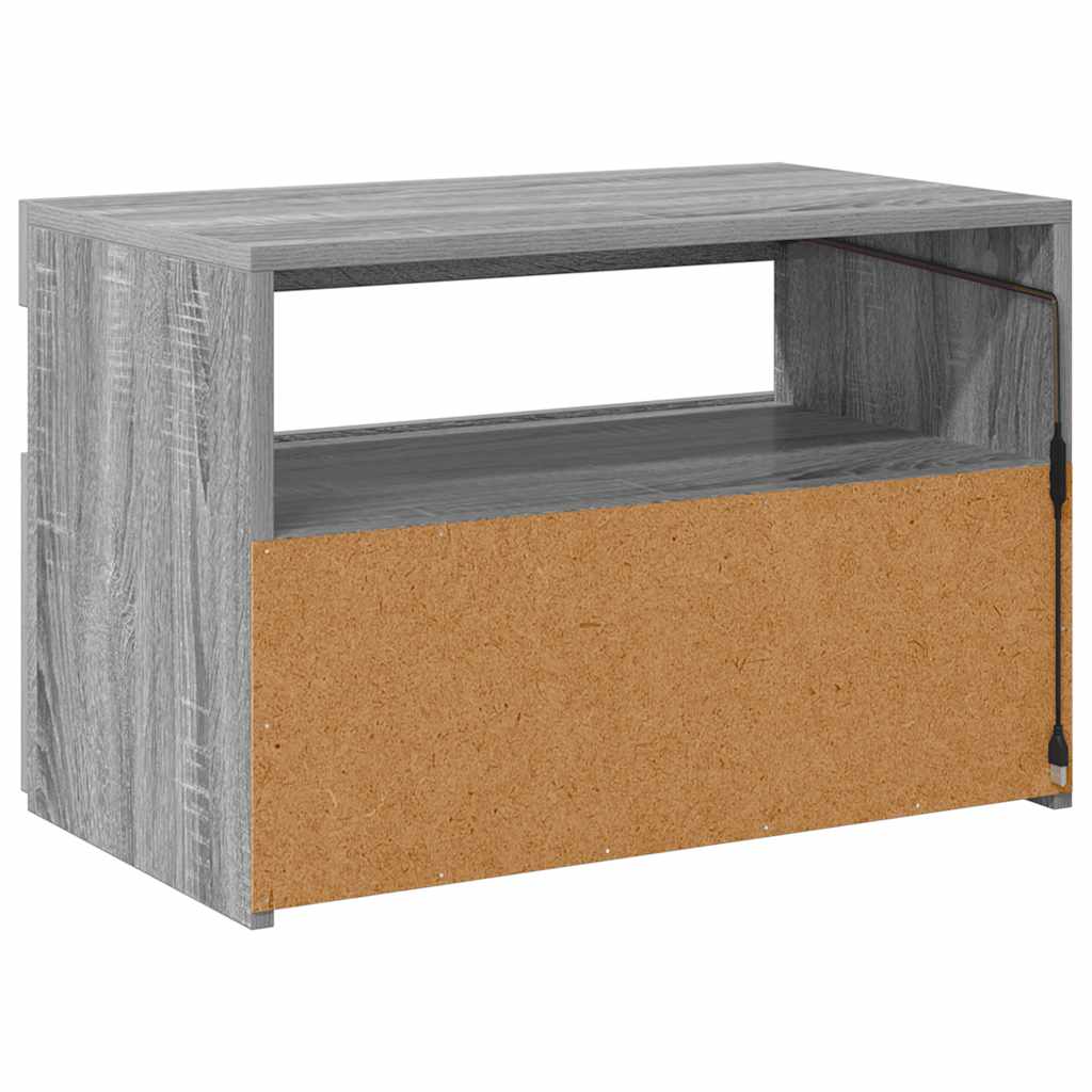 tv-bord med LED-lys 60x35x40 cm grå sonoma-eg