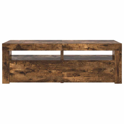 tv-bord med LED-lys 120x35x40 cm røget egetræsfarve