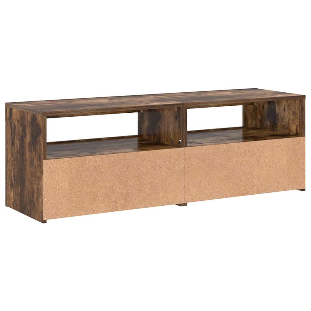 tv-bord med LED-lys 120x35x40 cm røget egetræsfarve