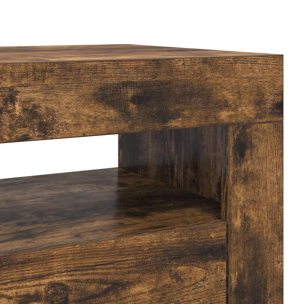 tv-bord med LED-lys 120x35x40 cm røget egetræsfarve