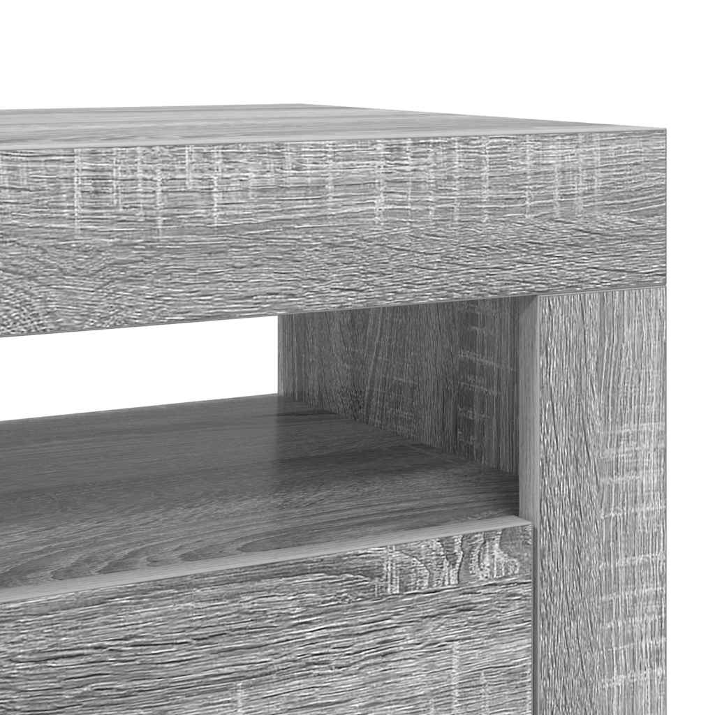 tv-bord med LED-lys 120x35x40 cm grå sonoma-eg