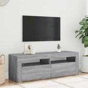 tv-bord med LED-lys 120x35x40 cm grå sonoma-eg