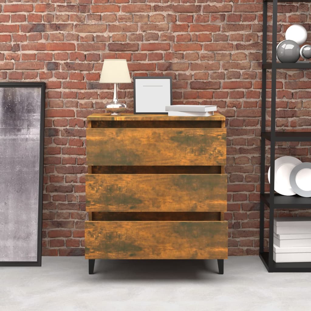 skænk 60x35x69 cm konstrueret træ røget egetræsfarve