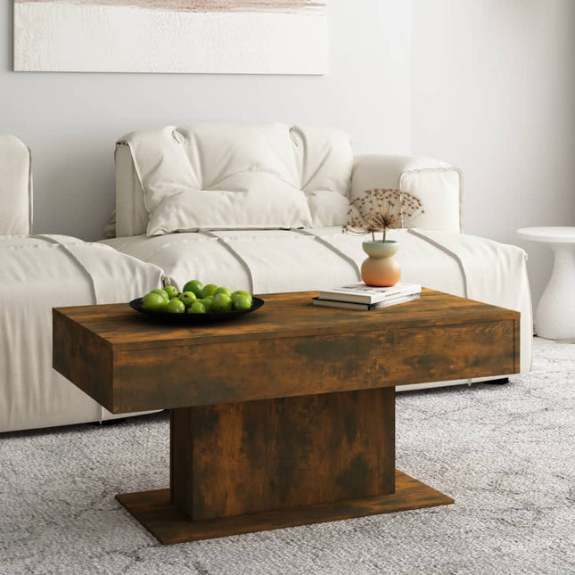 sofabord 96x50x45 cm konstrueret træ røget egetræsfarve
