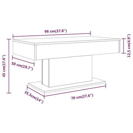 sofabord 96x50x45 cm konstrueret træ grå sonoma-eg