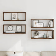 væghylder 4 stk. 60x15x23 cm konstrueret træ røget egetræ