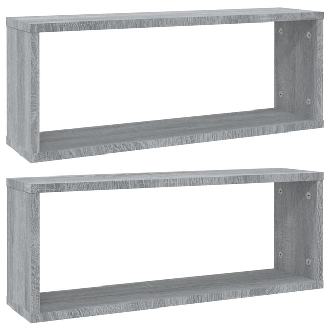 væghylder 2 stk. 60x15x23 cm konstrueret træ grå sonoma-eg