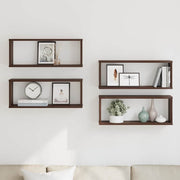 væghylder 4 stk. 60x15x23 cm konstrueret træ brun egetræ
