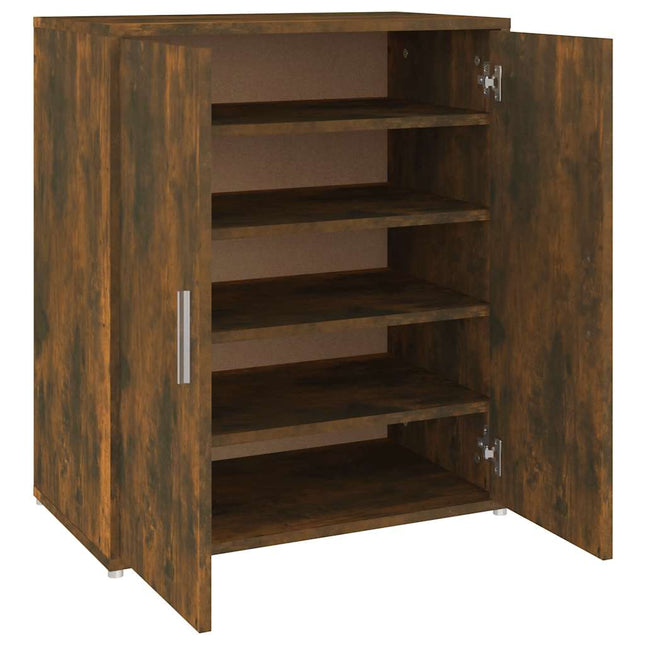skoskab 60x35x70 cm konstrueret træ røget egetræ