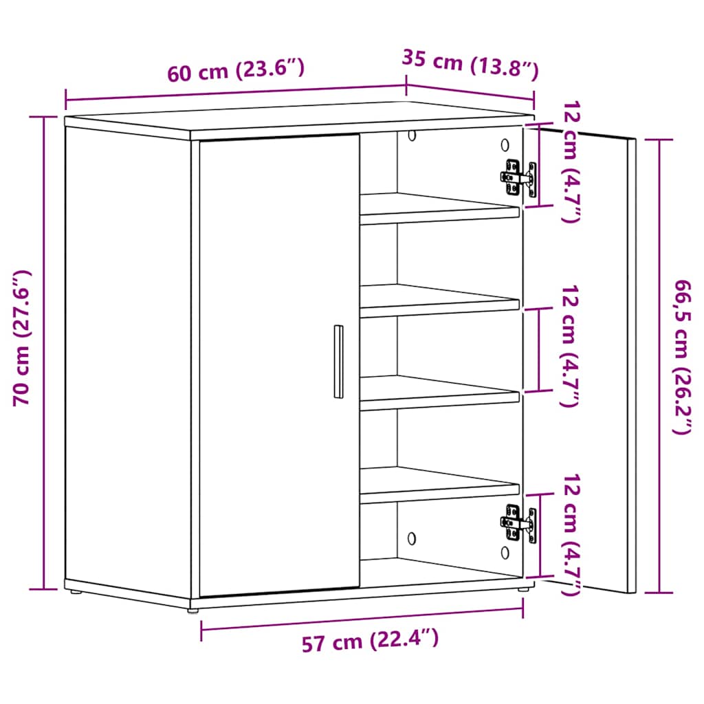 skoskab 60x35x70 cm konstrueret træ røget egetræ