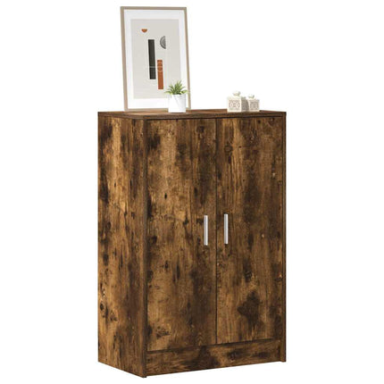 skoskab 60x35x92 cm konstrueret træ røget egetræ