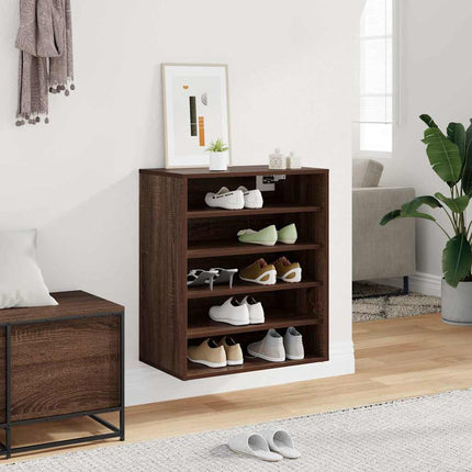 skoskab 60x35x70 cm konstrueret træ brun egetræsfarve