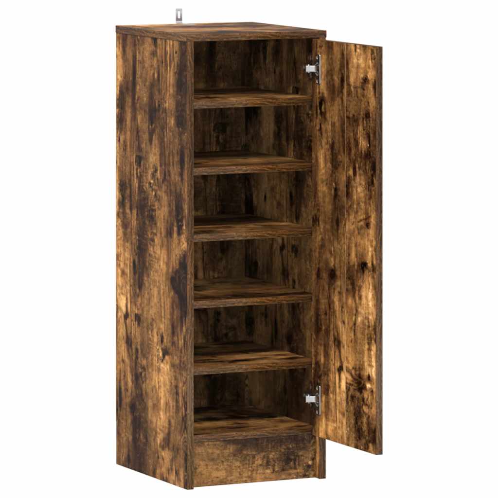 skoskab 32x35x92 cm konstrueret træ røget egetræ