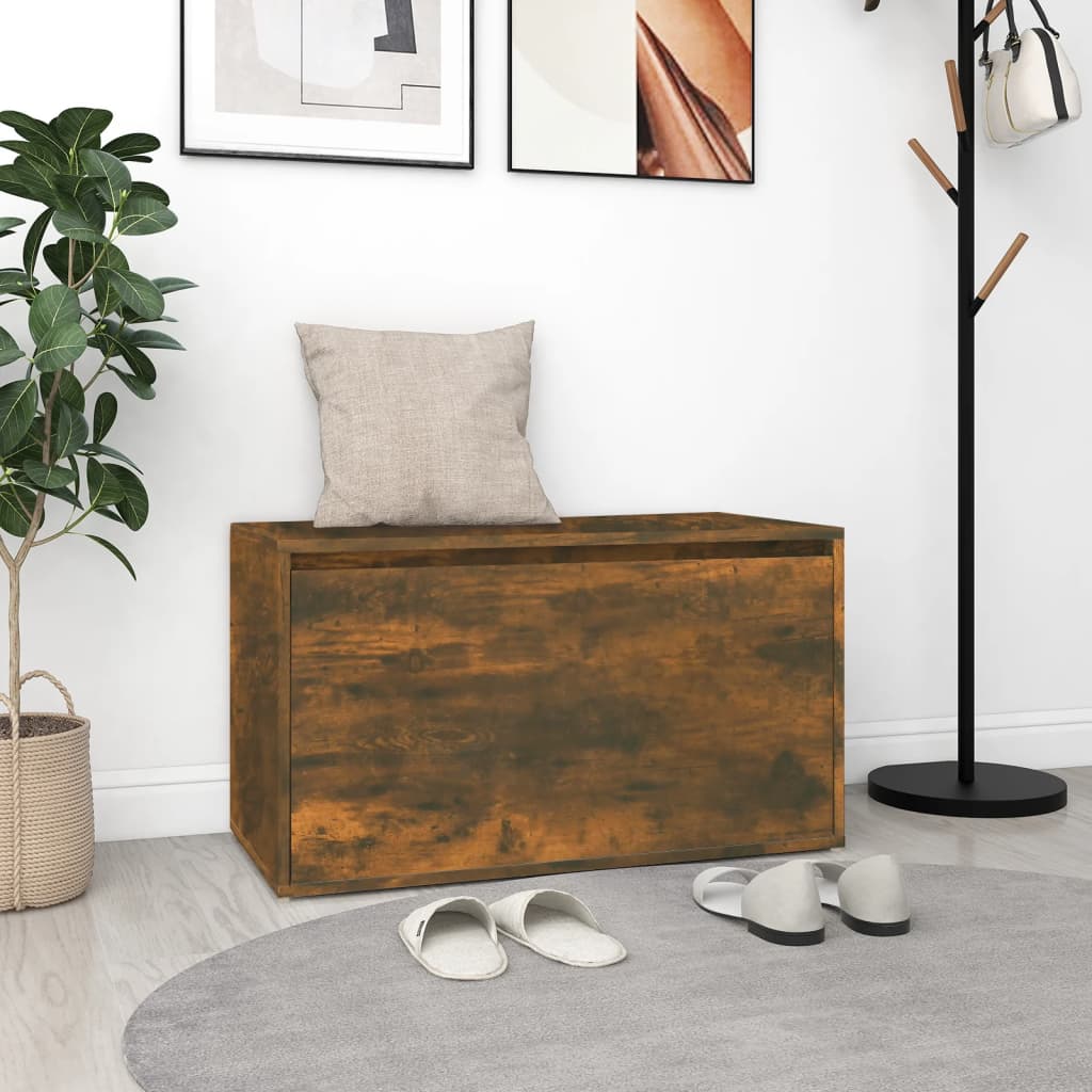 entrébænk 80x40x45 cm konstrueret træ røget egetræsfarve billede