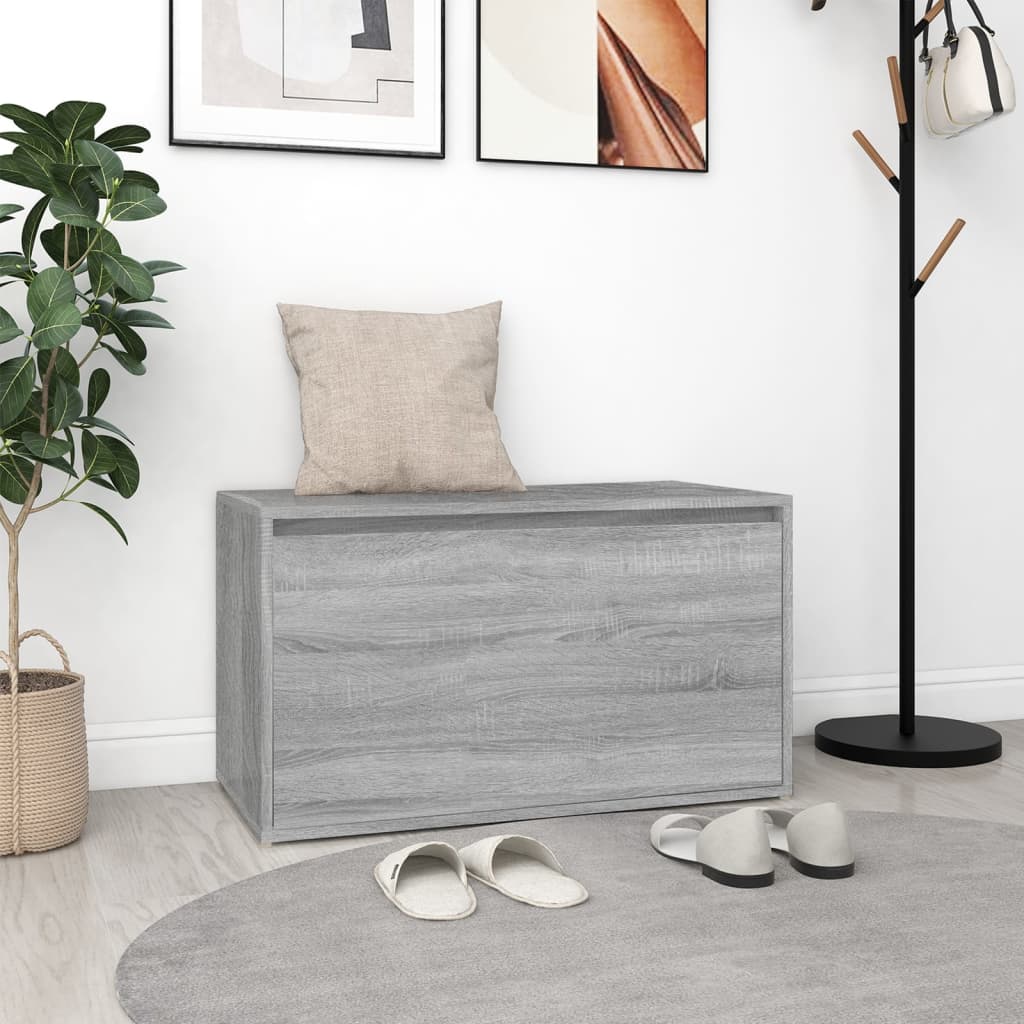 entrébænk 80x40x45 cm konstrueret træ grå sonoma-eg billede