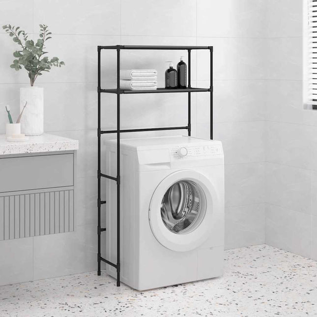 opbevaringsstativ med 2 hylder 69x28x143 cm jern sort