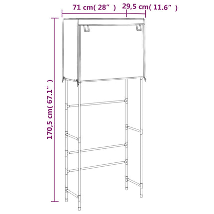 opbevaringsreol over vaskemaskine 71x29,5x170,5 cm jern sort
