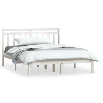 sengeramme 135x190 cm dobbelt massivt træ hvid