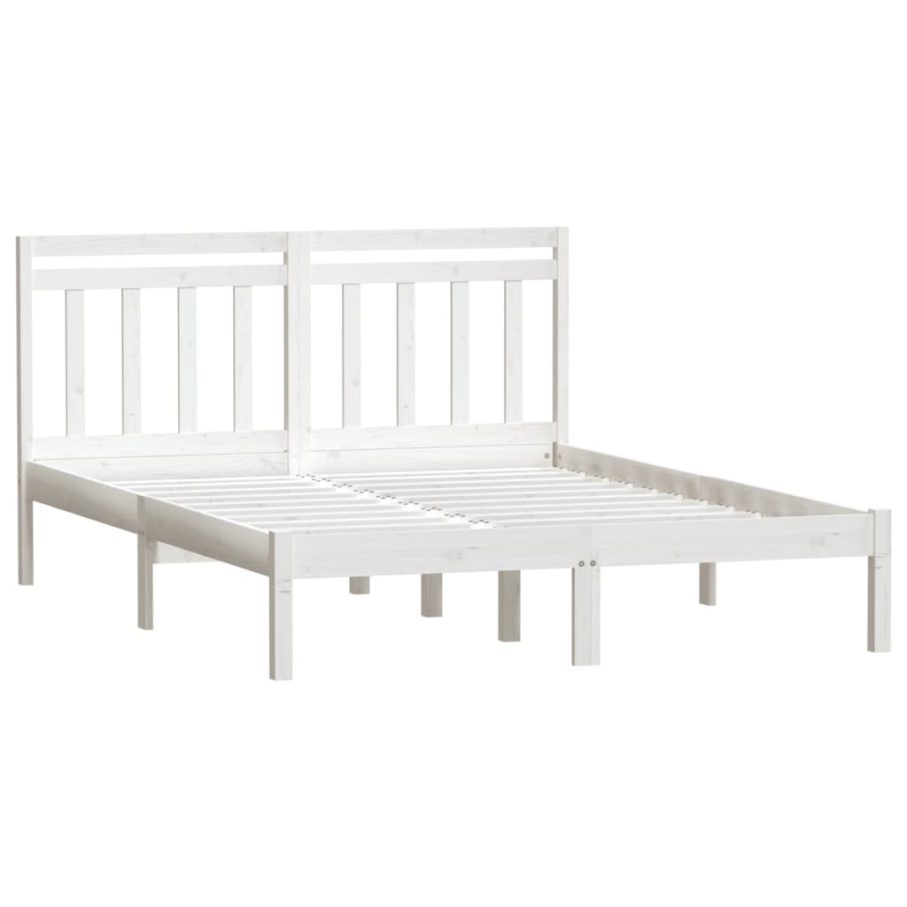 sengeramme 135x190 cm dobbelt massivt træ hvid