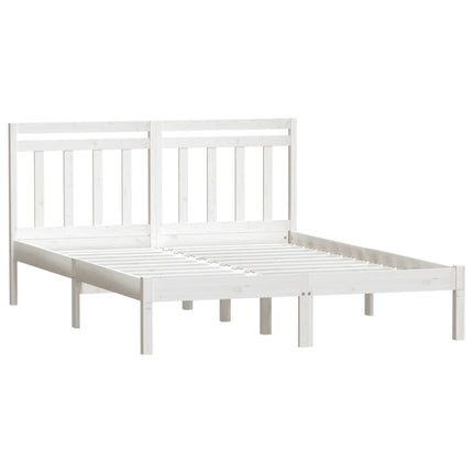 sengeramme 140x190 cm massivt fyrretræ hvid