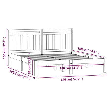 sengeramme 140x190 cm massivt fyrretræ hvid