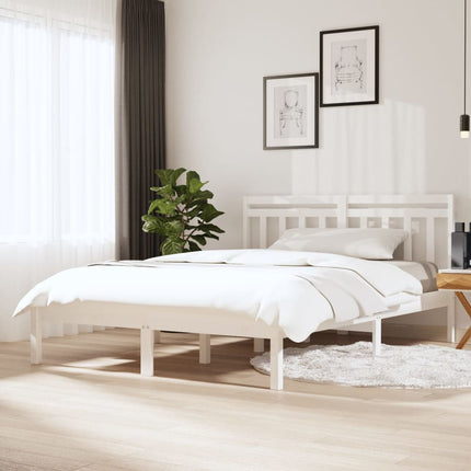 sengeramme 140x190 cm massivt fyrretræ hvid