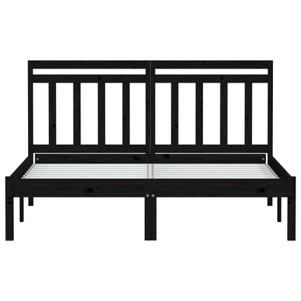 sengeramme 140x190 cm massivt fyrretræ sort
