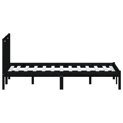 sengeramme 140x190 cm massivt fyrretræ sort