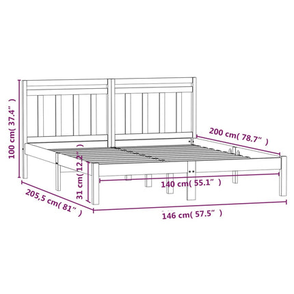sengeramme 140x200 cm massivt fyrretræ hvid