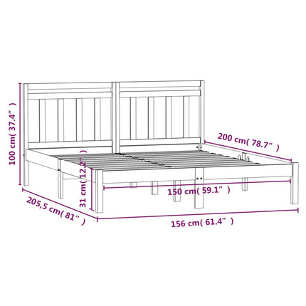 sengeramme 150x200 cm King Size massivt træ