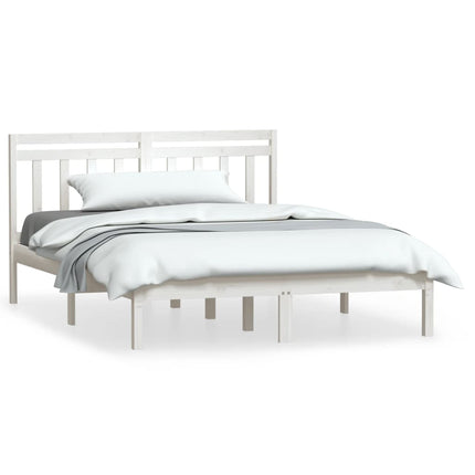 sengeramme 150x200 cm King Size massivt træ hvid