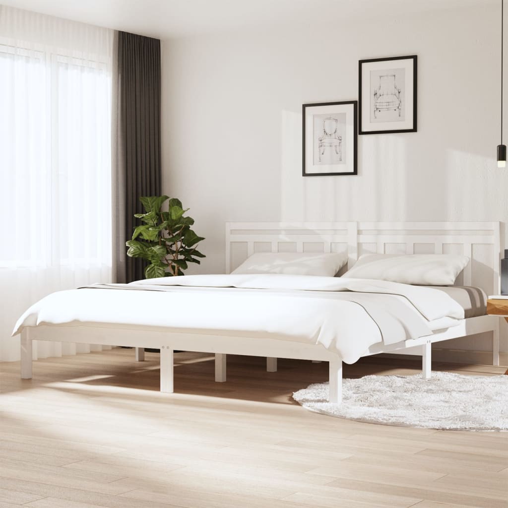 sengeramme 160x200 cm King Size massivt fyrretræ hvid
