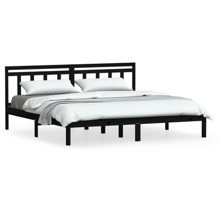 sengeramme 200x200 cm massivt fyrretræ sort
