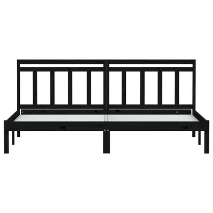 sengeramme 200x200 cm massivt fyrretræ sort