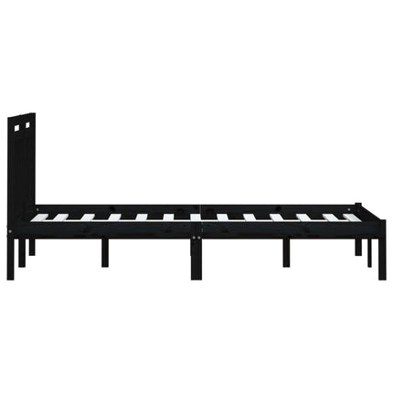 sengeramme 200x200 cm massivt fyrretræ sort
