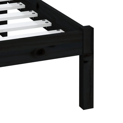 sengeramme 200x200 cm massivt fyrretræ sort