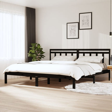 sengeramme 200x200 cm massivt fyrretræ sort