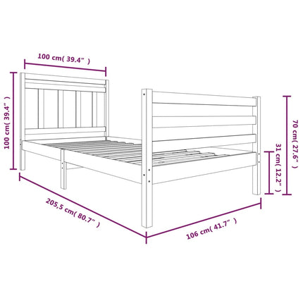 sengeramme 100x200 cm massivt træ