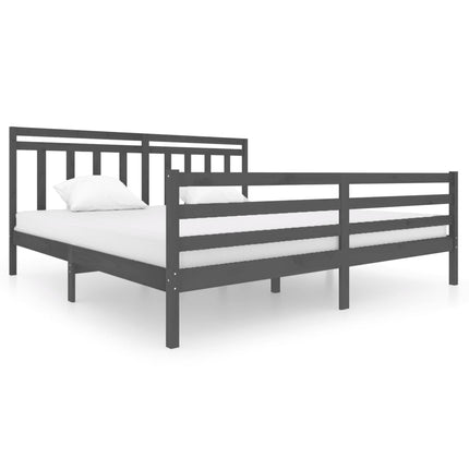 sengeramme 200x200 cm massivt træ grå