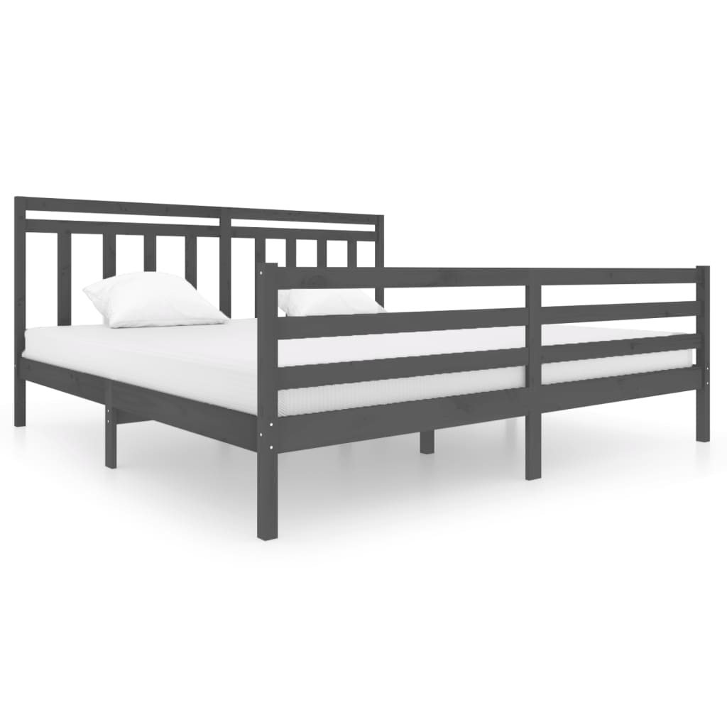 sengeramme 200x200 cm massivt træ grå