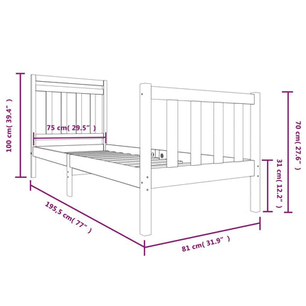 sengeramme 75x190 cm Small Single massivt træ sort
